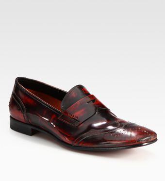 Prada Spazz Wingtip Penny Loafers - Lyst