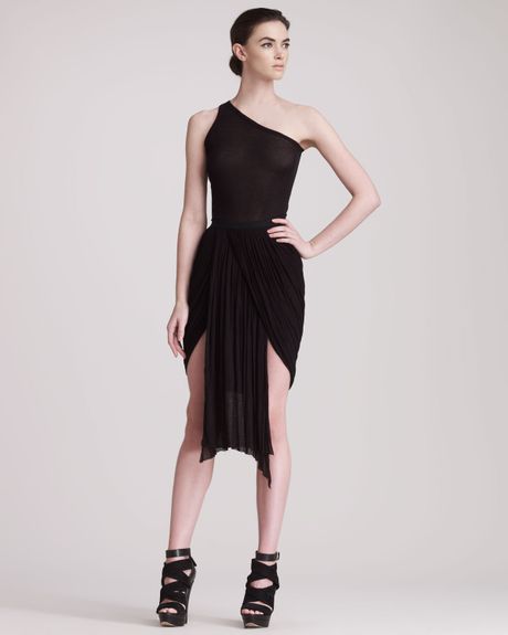 Rick Owens Draped Jersey Skirt in Black - Lyst