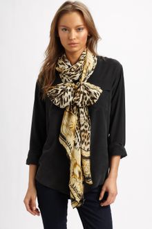Roberto Cavalli Leopard Wing Printed Silk Scarf - Lyst