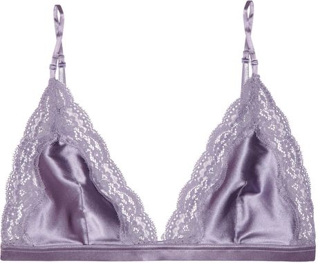 Stella Mccartney Clara Whispering Stretchsilk Satin and Lace Triangle Bra in Purple (lavender) - Lyst