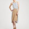 Tibi Silk Crepe de Chine Midi Dress in Beige (multi) - Lyst
