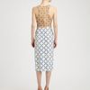 Tibi Silk Crepe de Chine Midi Dress in Beige (multi) - Lyst