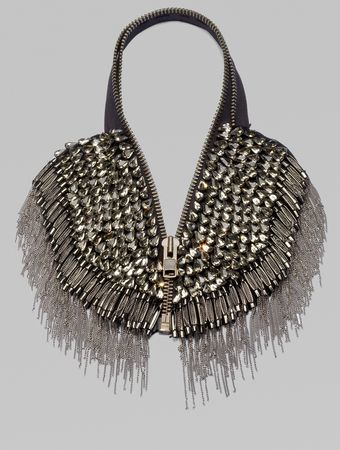 Vera Wang Glass Stone Chain Fringe Zip Necklace - Lyst