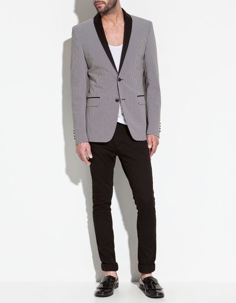 Zara Blazer with Shawl Lapel in Gray for Men (blue) | Lyst