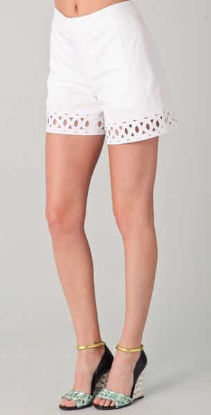Catherine Malandrino Shorts with Cutouts in White - Lyst