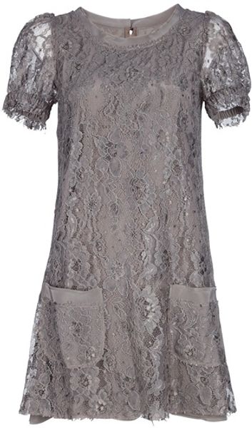 Dolce & Gabbana Lace Dress in Gray - Lyst