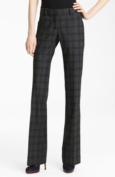 Oscar De La Renta Plaid Flannel Trousers in Black - Lyst