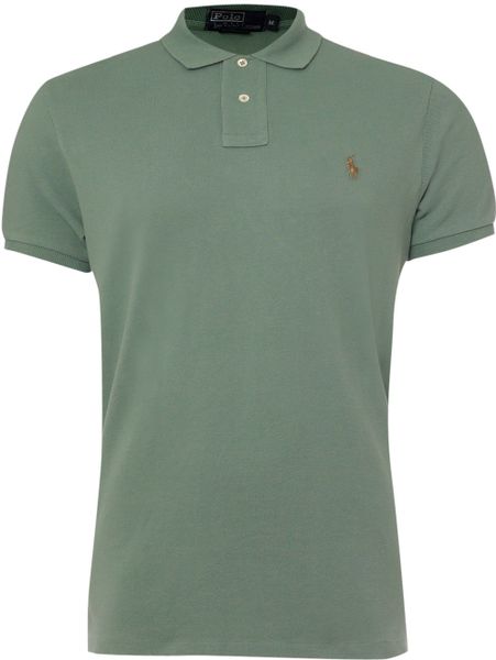 Polo Ralph Lauren Custom Fit Mesh Polo Shirt In Green For Men Sage Lyst