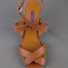 Ralph Lauren Open Toe Heel Shoe in Brown - Lyst