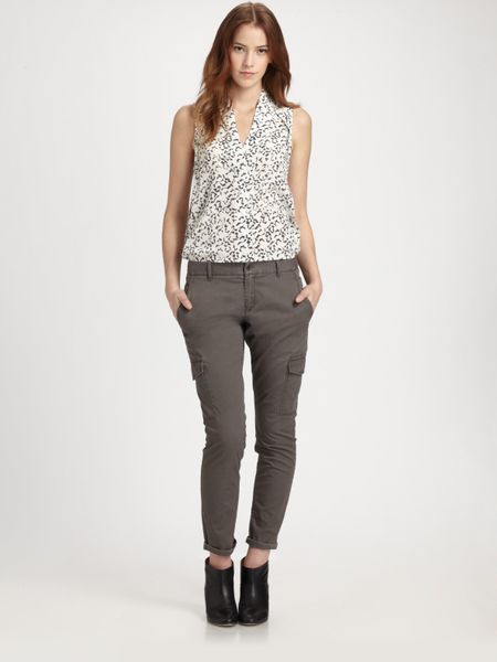 Theory Moha Floralprint Silk Top in Floral (white) - Lyst