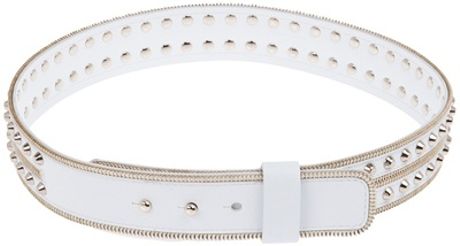 Versace Studded Leather Belt in White - Lyst