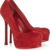 Yves Saint Laurent Tribtoo Suede Pumps in Red (poppy) - Lyst