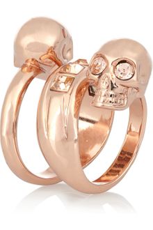 Alexander McQueen Swarovski Crystal Doubleskull Ring - Lyst