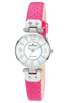 Anne Klein Womens Magenta Perforated Leather Strap 26mm 10 - Lyst
