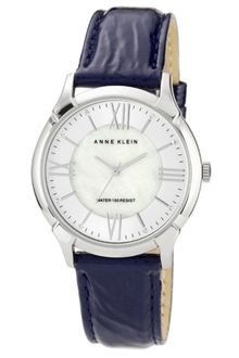 Anne Klein Navy Crinkled Patent Leather Strap 36mm 10 - Lyst