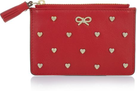Anya Hindmarch Floyd Heartstudded Leather Coin Purse in Red - Lyst