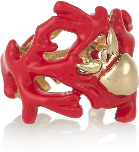 Aurelie Bidermann Aphrodite Enameled 18karat Gold Ring in Gold - Lyst