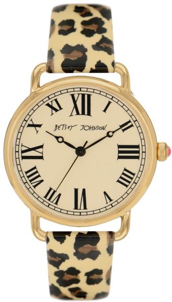 Betsey Johnson Womens Leopard Print Patent Leather Strap  - Lyst