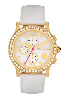 Betsey Johnson Womens Chronograph White Leather Strap  - Lyst