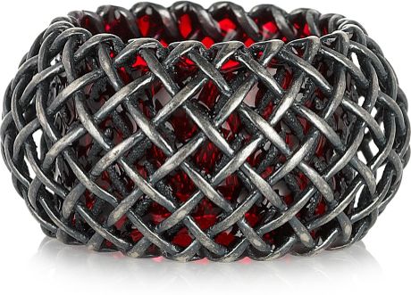 Bottega Veneta Oxidizedsilver Cage Ring in Silver - Lyst