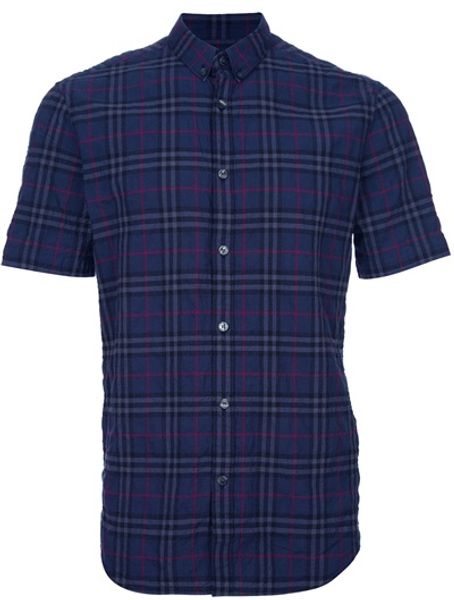 Burberry Brit Button Down Check Shirt in Blue for Men (navy) - Lyst