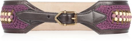 Burberry Prorsum Leathertrimmed Crocheted Waist Belt in Purple (ebony) - Lyst