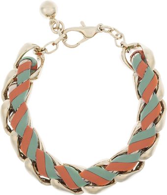Chloé Rebecca Woven Brass and Leather Chain Bracelet - Lyst