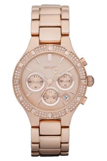 DKNY Womens Chronograph Rose Gold Tone Stainless Steel Bracelet 38mm - Lyst