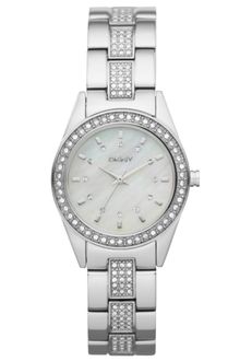 DKNY Womens Crystal Accent Stainless Steel Bracelet - Lyst