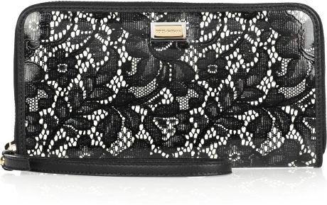 Dolce & Gabbana Pvccoated Lace and Leather Wallet in Black - Lyst