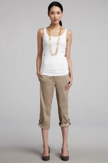 Eileen Fisher Twill Cuffed Capri Pants - Lyst