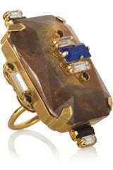 Erickson Beamon Safari Oversized Goldplated Swarovski Crystal Cocktail Ring