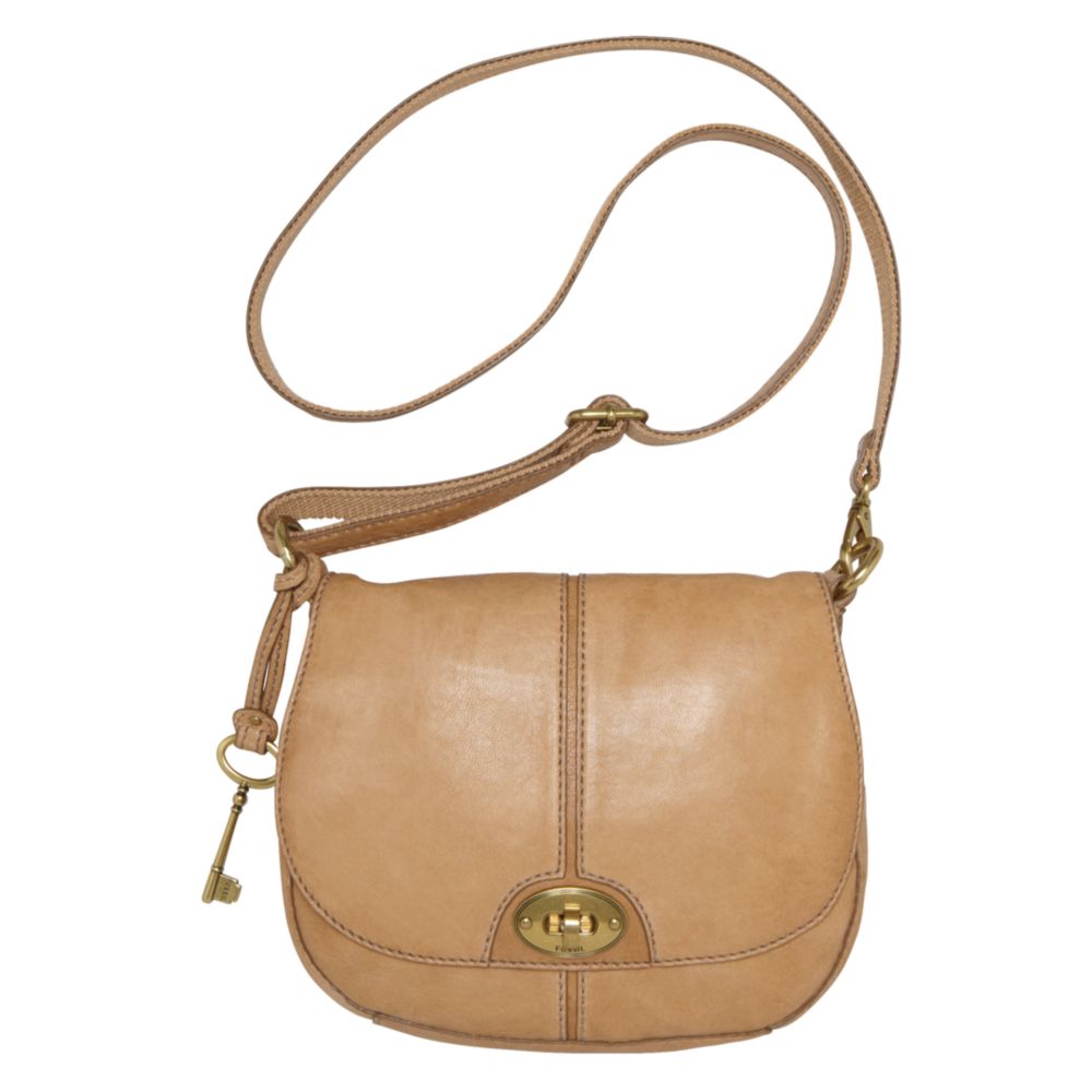 Fossil Carson Flap Crossbody Bag in Beige (camel)