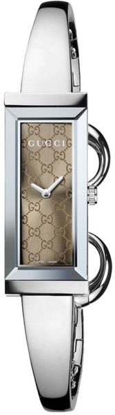 Gucci Womens Swiss Gframe Stainless Steel Bangle Bracelet 14x34mm in Gray (steel) - Lyst