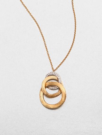  Diamond Accented 18k Gold Link Pendant Necklace 