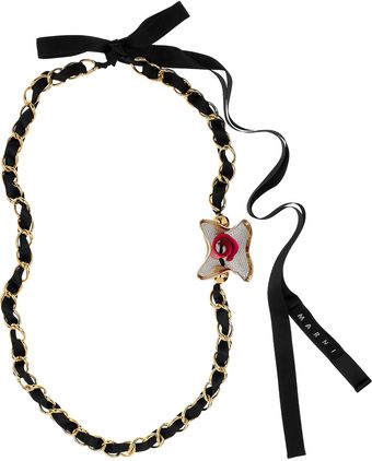  Acetate and Brass Floral Necklace 