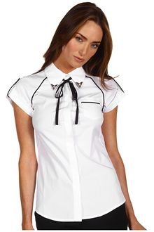 McQ by Alexander McQueen Tie Neck Piped Shirt - Lyst