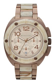 Michael Kors Chronograph Espresso Tone Stainless Steel and Horn Acetate Bracelet 43mm - Lyst