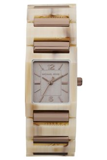 Michael Kors Womens Espresso Tone Stainless Steel and Horn Acetate Bracelet 26x24mm - Lyst