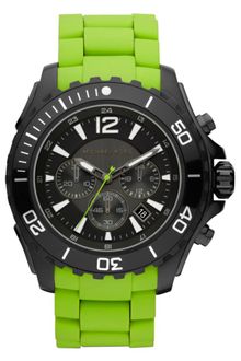 Michael Kors Mens Chronograph Green Silicone Wrapped Stainless Steel Bracelet 47mm - Lyst