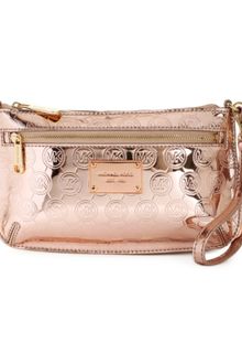 Michael Kors Jet Set Monogram Mirror Metallic Wristlet - Lyst
