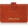 Miu Miu Croceffect Glossedleather Cardholder in Red - Lyst