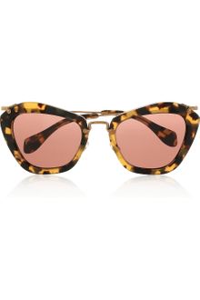 Miu Miu Cat Eye Tortoiseshell Acetate Sunglasses - Lyst