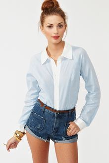 Nasty Gal Hold Me Shirt Chambray - Lyst