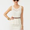 Nasty Gal Lace Peplum Dress in Beige (cream) - Lyst