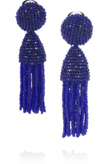 Oscar de la Renta Beaded Tassel Clip Earrings - Lyst