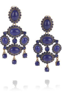 Oscar de la Renta 24karat Goldplated Cabochon Clip Earrings - Lyst