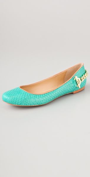 Rachel Zoe Laura Chain Snakeskin Flats - Lyst