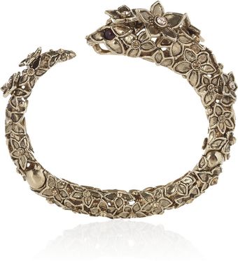 Roberto Cavalli Goldplated Swarovski Crystal Floral Snake Bracelet - Lyst