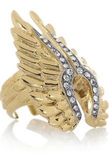 Roberto Cavalli Goldplated Swarovski Crystal Wing Ring - Lyst